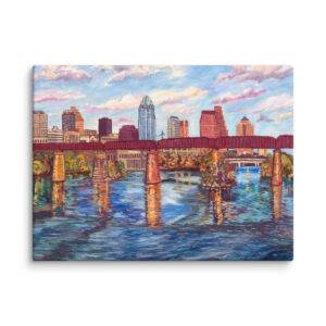 Downtown Austin From the End of Walking Bridge (2006) 18"x24" Canvas Painting Print