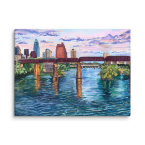 Downtown Austin, Texas from the Middle of the Walking Bridge (2005) 18"x24" Canvas Painting Print