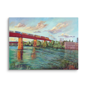 Train and Old Power Plant (2004) 18"x24" Canvas Painting Print