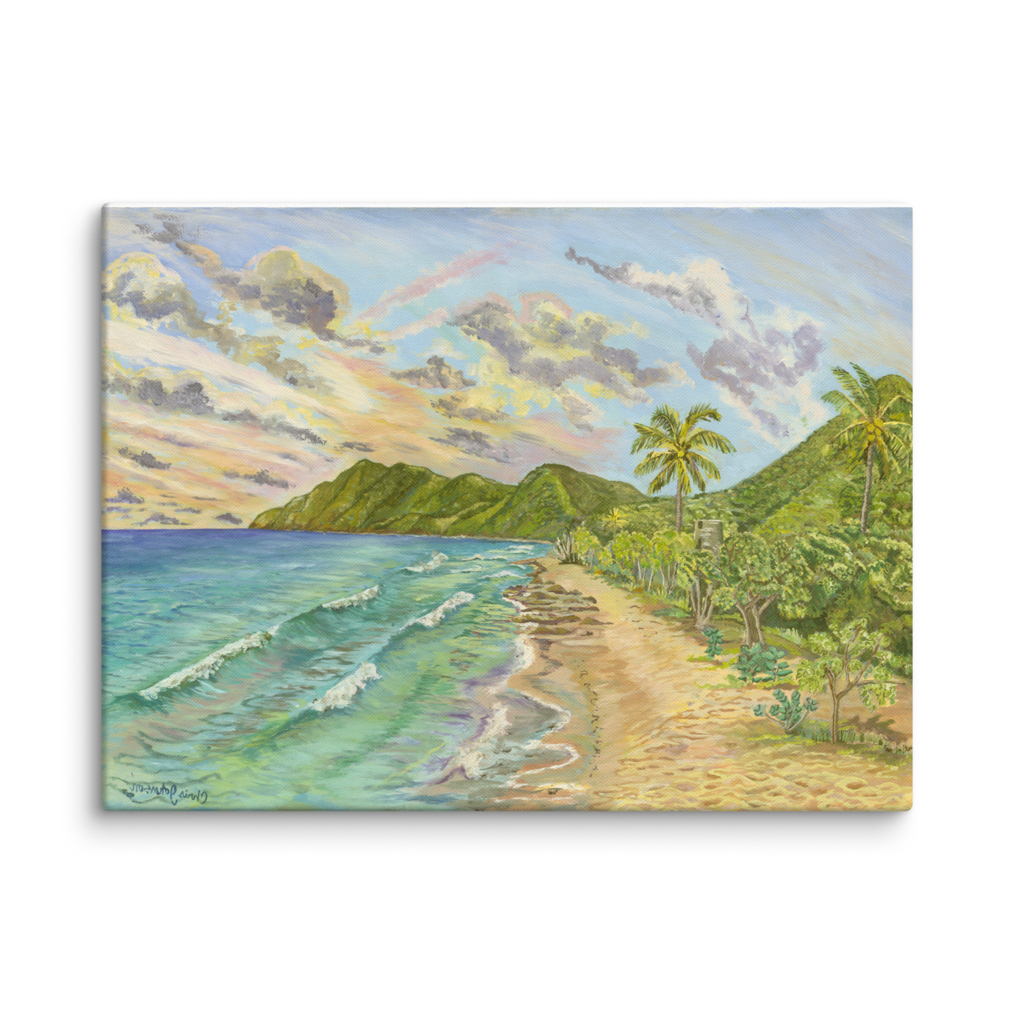 Cane Bay at Sunset, St. Croix USVI - 18"x24" Canvas Painting Print - Image 2